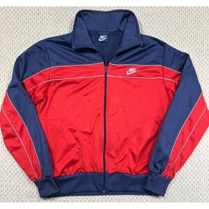 Vintage Nike Tennis Jacket Mens L Red/Navy Colorblock Blue Tag Track Hip Hop 80s
